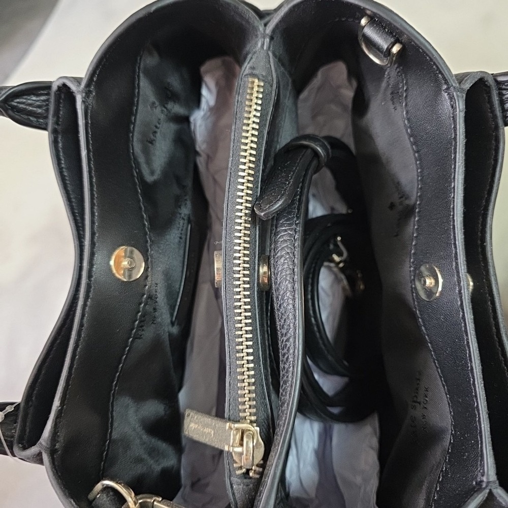 KATE SPADE DUMPLING SMALL SATCHEL SHOULDER CROSSBODY BAG TOTE BLACK LEATHER GOLD - Picture 6 of 14